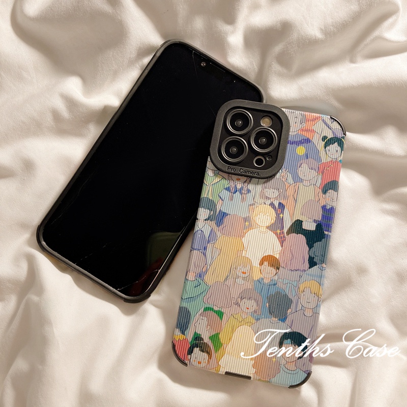 IPHONE Kompatibel Untuk Iphone14 13 12 11 Pro Max X XR Xs Max7 8 6 6s Plus SE 2020 2023 Motif Anak Laki-Laki Dan Perempuan Bercahaya Dalam Gaya Pasangan Crowd Phone Case Back Cover