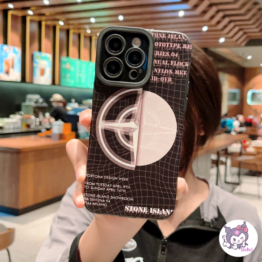 IPHONE Fashion Grid Stone Island Couple Kompatibel Untuk Iphone14 13 12 11 Pro Max SE 2020 X Xr Xs Max8 7 Plus Perlindungan Shockproof Casing Ponsel Lembut Silicon Cover XJJJJ