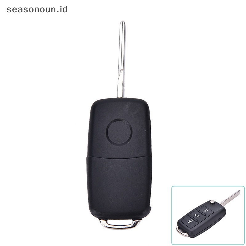 Seasonoun Cocok Untuk VW Polo GOLF MK6 Touareg 3tombol Remote Key FOB case Tanpa Pisau Potong.