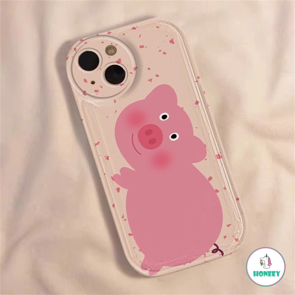 IPHONE Kartun Pink Hidung Babi Holder Silikon Case Kompatibel Dengan Iphone13 12 11 14 Pro Max Shockproof TPU Lembut Penutup Pelindung