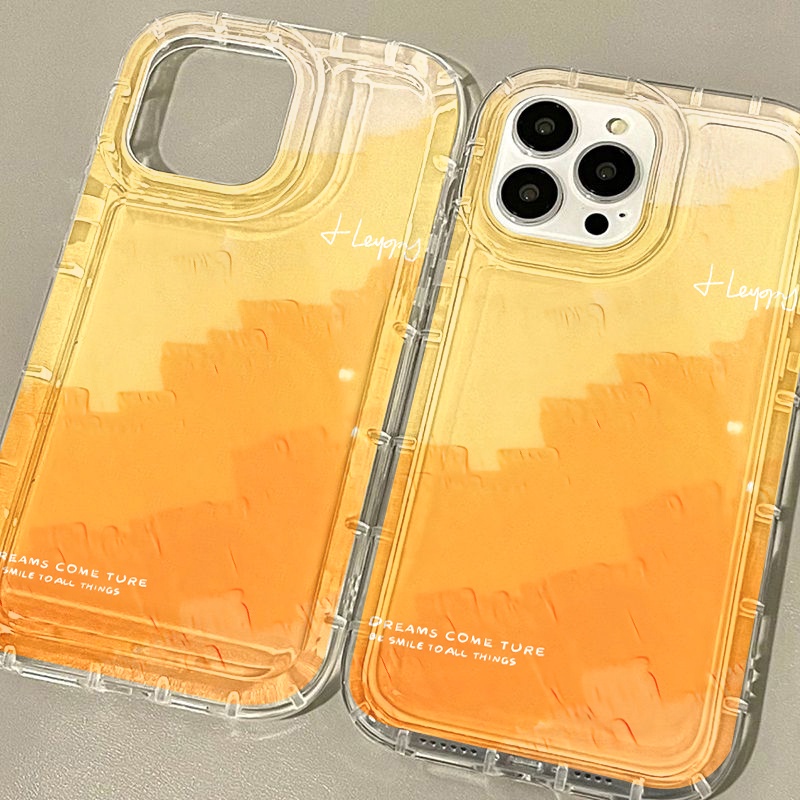 IPHONE Kuning Orange Lively Phone Case Kompatibel Untuk Iphone7Plus8Plus6Plus11 14 13 12 Pro MAX XR X XS MAX SE Airbag Shockproof Cover