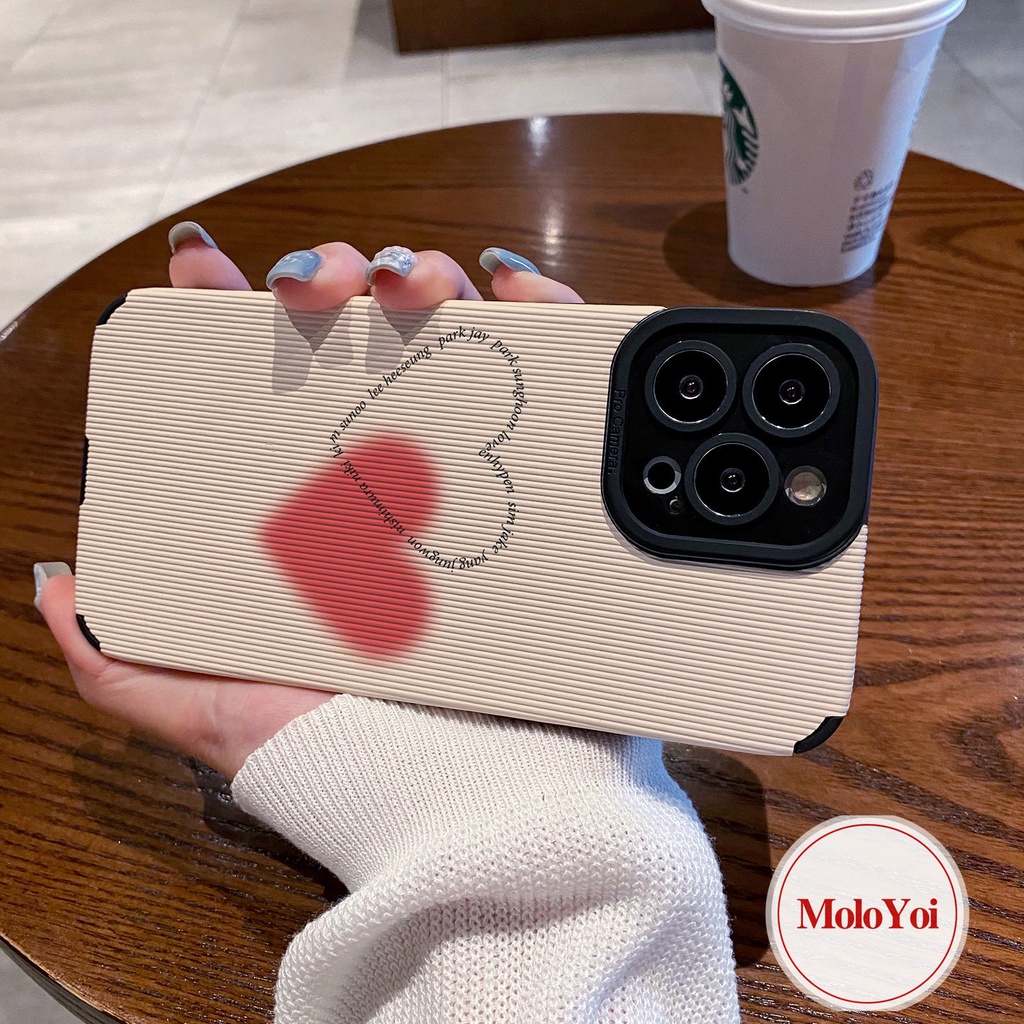 Casing Ponsel Silikon Cinta Hati Sederhana Tahan Guncangan Untuk iPhone XR XS X Max8 7 Plus 11 13 12 14 Pro Max 7Plus Tekstur Kulit Mewah Lembut Tpu Penutup Belakang