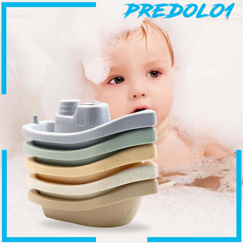 [Predolo1] 5 Pcs Stackable Bathtime Mainan Bak Mandi Air Mainan Perahu Susun Anak Prasekolah