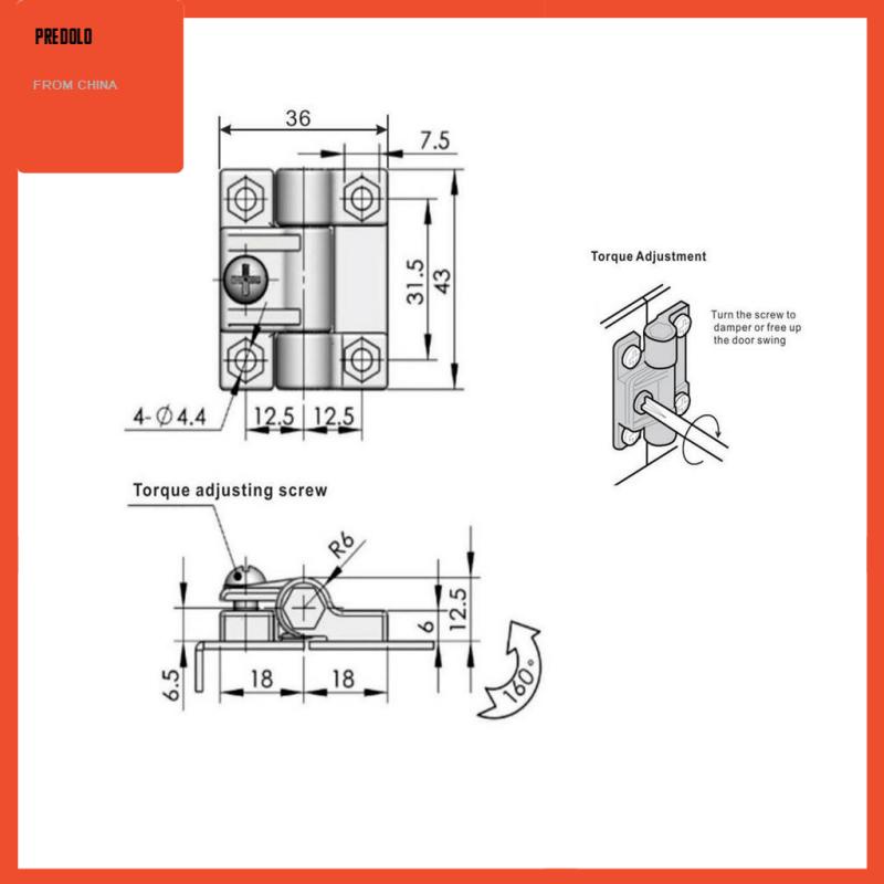 [Predolo] Menggantikan E6-10-301-20, Engsel Adjustable 4lubang, Hitam