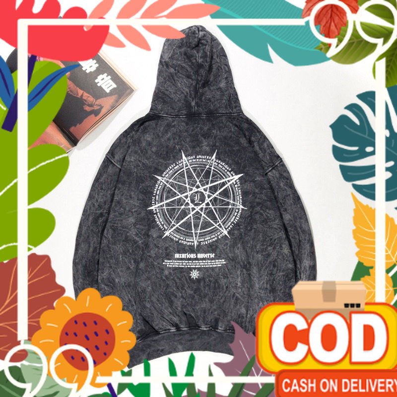 JAKET HOODIE GRAPHIC WASHED LUXURIOUS "COMPAS" [HDW_637]/ Kualitas Premium