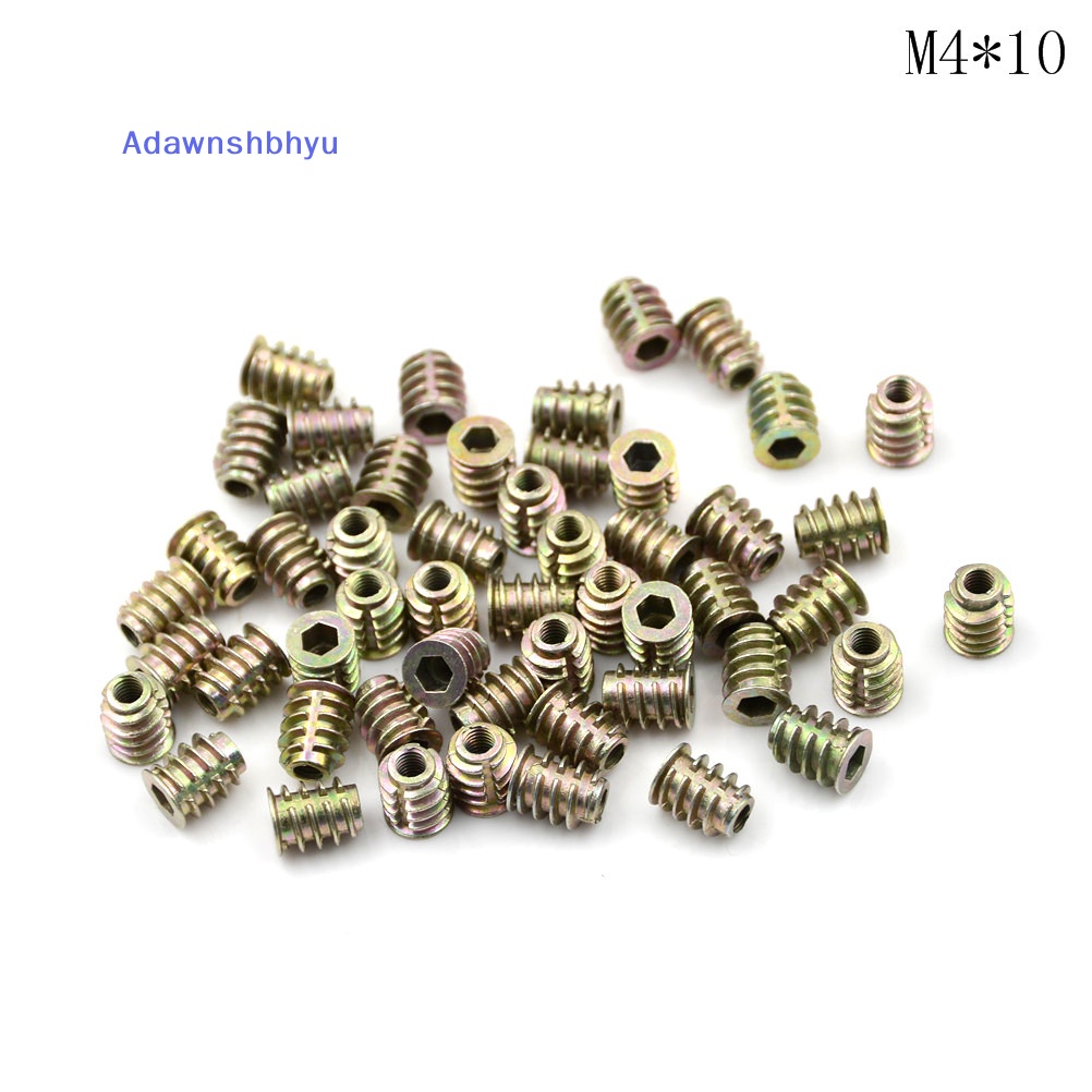 Adhyu 50Pcs M4 M5 M6 Zinc Hex Drive Head Screw Insert Nut Ulir Untuk ID Kayu