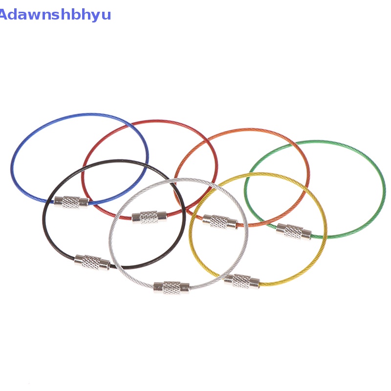 Adhyu 5pcs Gantungan Kunci Kawat Stainless Steel Outdoor Hiking Camping Cable Rope Keyring ID