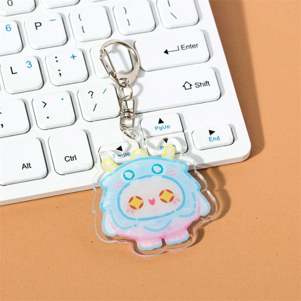 NEEDWAY Needway Egg Puff Party Keychain Koleksi Pernak Pernik Tempat Kunci Mobil Tokoh Anime Ornamen Handbag Charms Acrylic Car Keyring