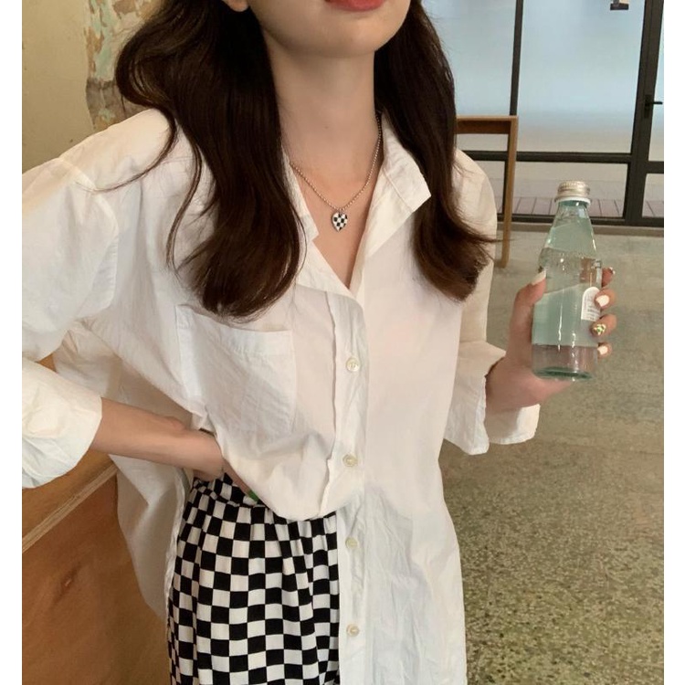 Kalung Cinta Kotak-Kotak Manis Jepang Korea Perempuan Desain Niche Musim Panas Merasakan Rantai Klavikula Gaya Baru Senada