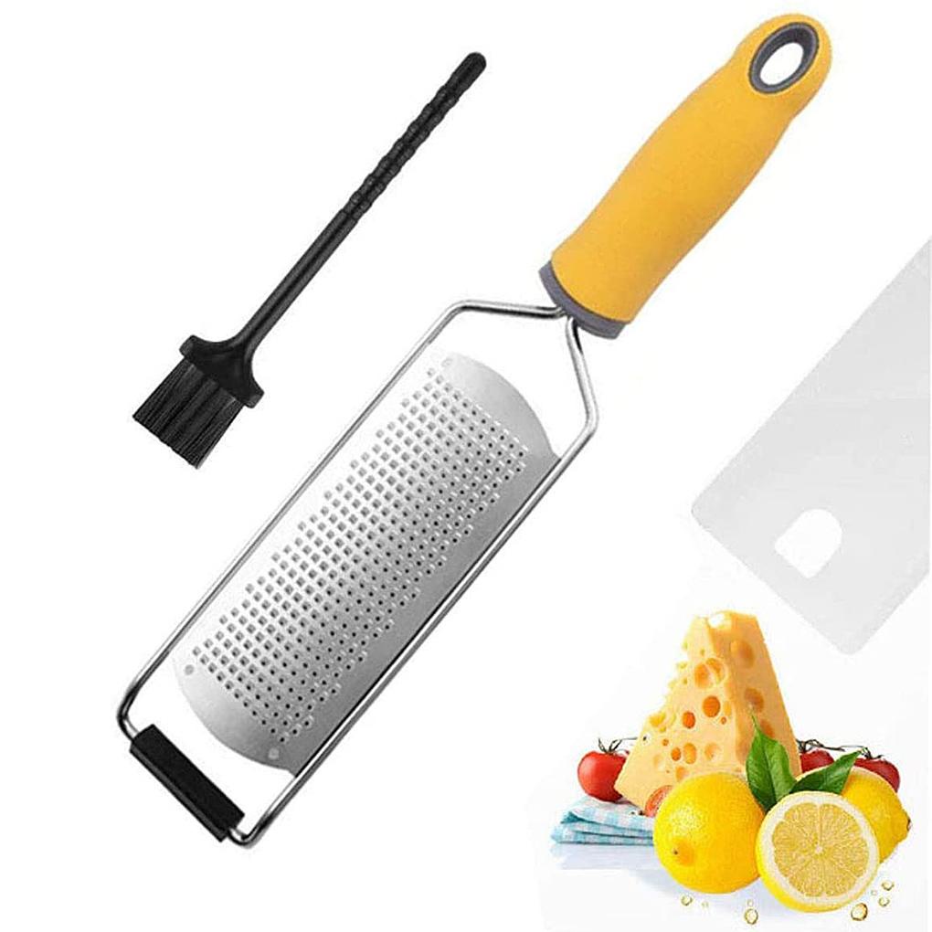 Lemon Zester Handle Cheese Grater Stainless Alat Pengiris Mentega Dapur Dengan Kuas Pembersih