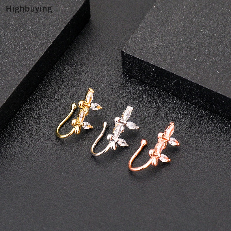 Hbid butterfly Non Piercing Tanpa Lubang Cincin Hidung Clip On Nose Hoop Ring Fake Glory