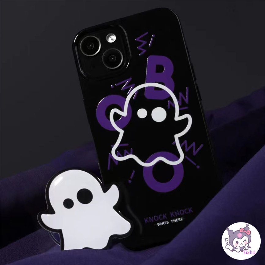 IPHONE Kompatibel Untuk Iphone14 13 12 11 Pro Max SE 2020 X Xr Xs Max8 7 6Plus Hitam Menyenangkan Fashion Hantu Silikon Ponsel Case Lembut Anti Jatuh Pelindung TPU Cover