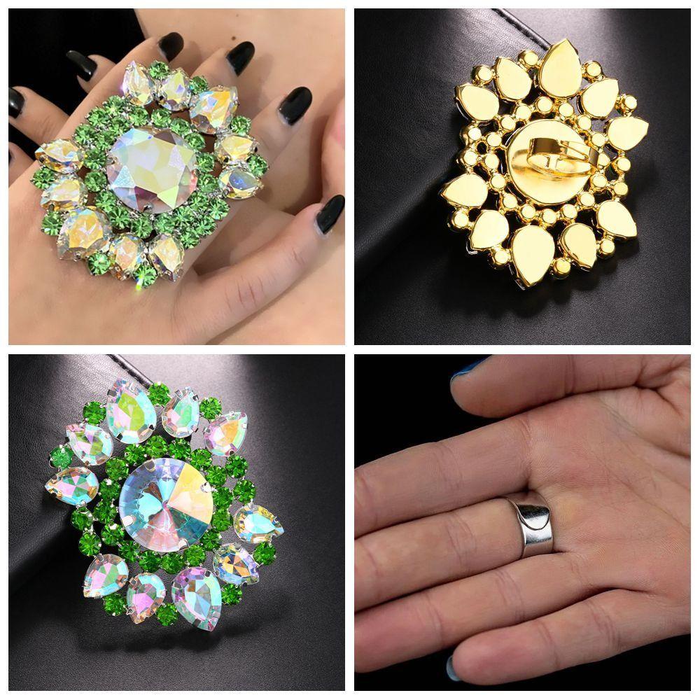 Lily Melebih-Lebihkan Berlian Imitasi Terbuka Cincin Desain Baru Fashion Perhiasan Adjustable Pernikahan Ulang Tahun