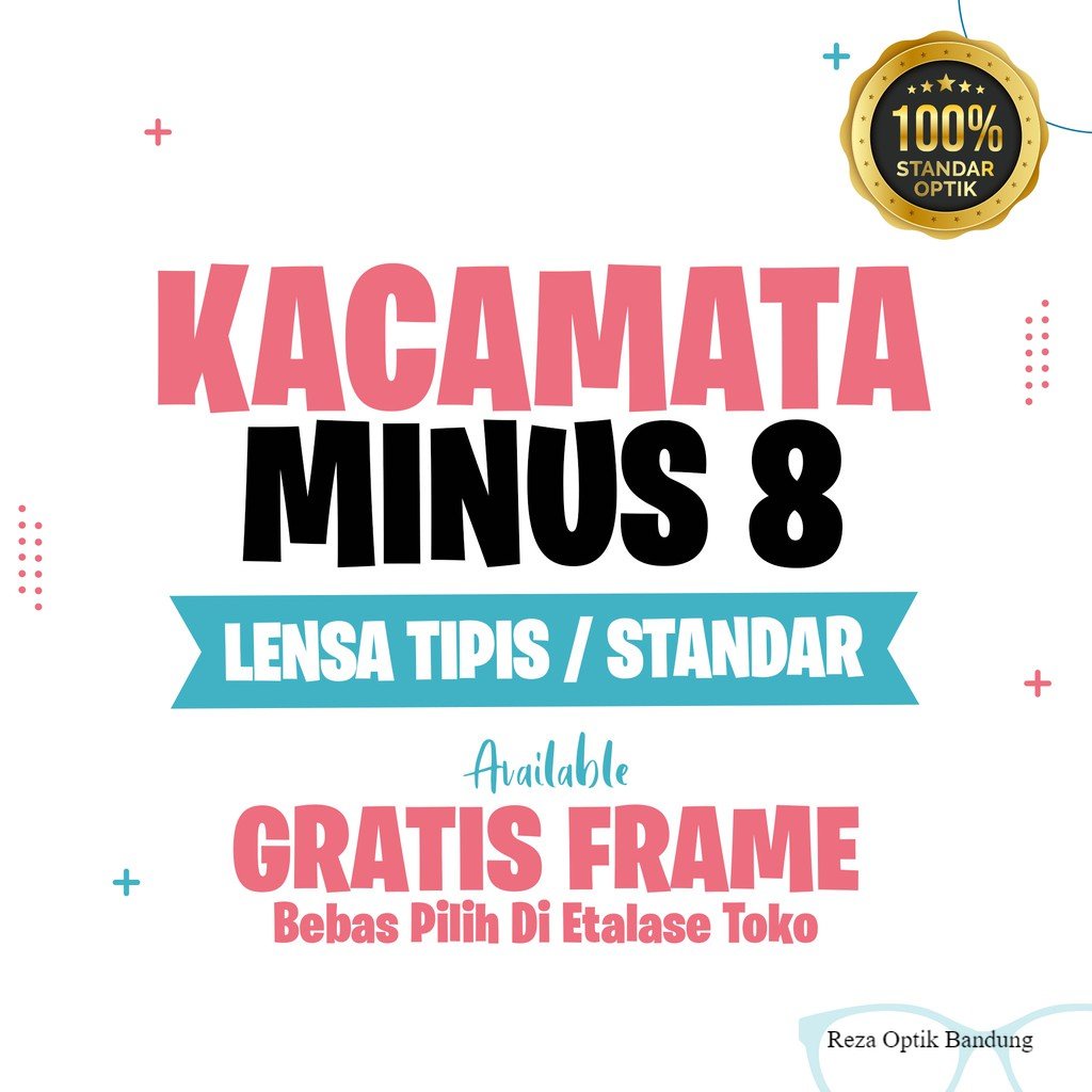 Kacamata Minus 8 Lensa Tipis Hi Index 1.67 STANDAR OPTIK - Blueray / Photocromic / Bluecromic / Murn