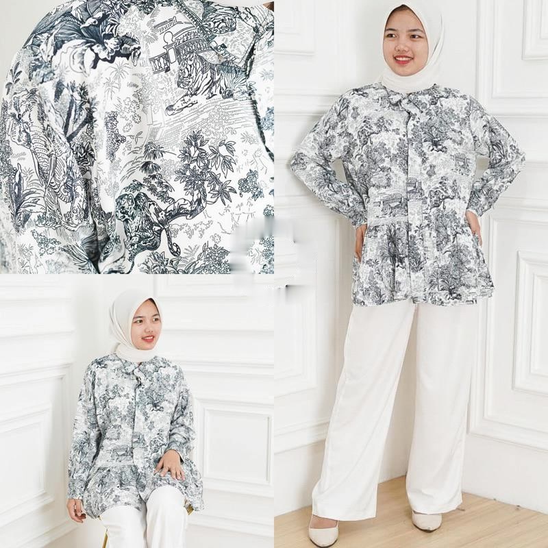 BEFAST - ZFS OOTD WANITA BLOUSE IRNA / HARVI DYOR PREMIUM BLOUSE / Atasan Wanita Lengan Panjang / Pakaian Casual Wanita / Blouse Motif Bunga-Bunga / Fashion Kekinian Remaja ABG Trendy / Outfit Daily Kerja Wanita