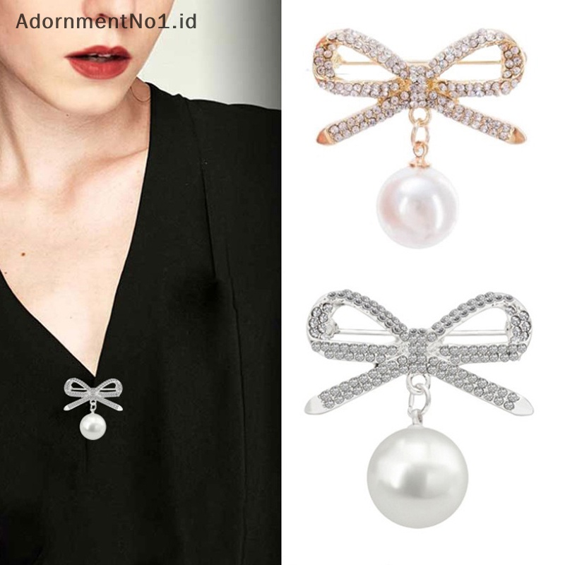 [AdornmentNo1] Bros Pin Ikatan Simpul Mutiara Vintage Untuk Wanita Rhinestones Brooch Designer Jewelry [ID]