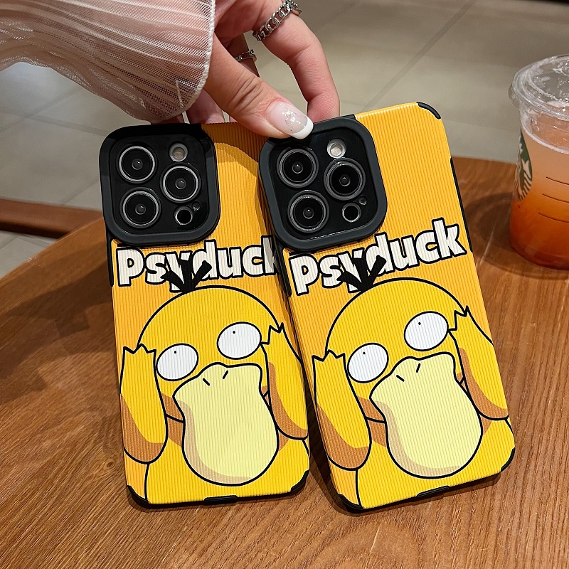 IPHONE Psyduck Kartun Untuk Iphone14 13 12 11 Pro Max X XR XS Max7 8 Plus Soft case Pelindung Kulit Tekstur Vertikal