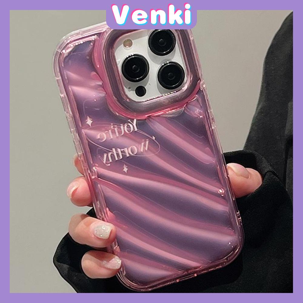 VENKI - For iPhone 11 iPhone Case Laser Reflective Transparent Phone Case TPU Soft Shockproof Airbag Case Protective Camera Pink English Compatible with iPhone 14 13 Pro max 12