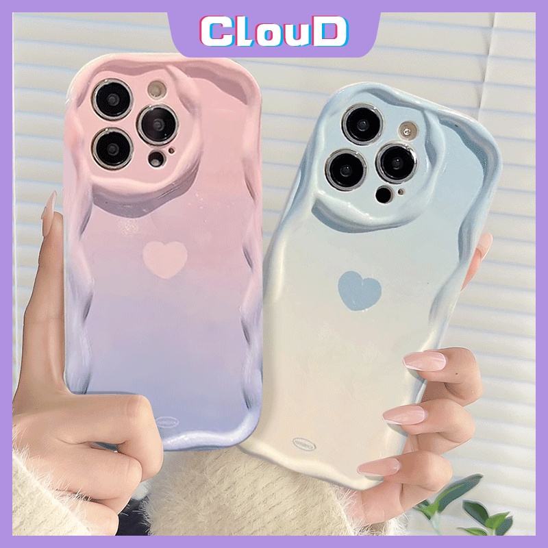 Casing Tepi Melengkung Bergelombang 3D Untuk Redmi 9A 9 10A A1 10 10C 9T A2 9C NFC POCO M3 Redmi Note 11 12 11s 9 8 10s 10Pro Max Plus Macaron Sederhana Warna Permen Soft Tpu Gradient Love Heart Case
