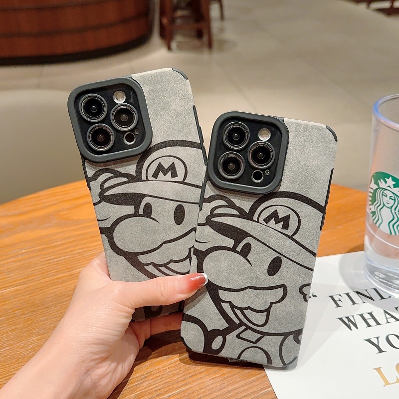 IPHONE Casing Pelindung Bahan Kulit Untuk Iphone14 13 12 11 Pro MAX X XR XS Max7 8 Plus Game Mario Anti-drop soft case