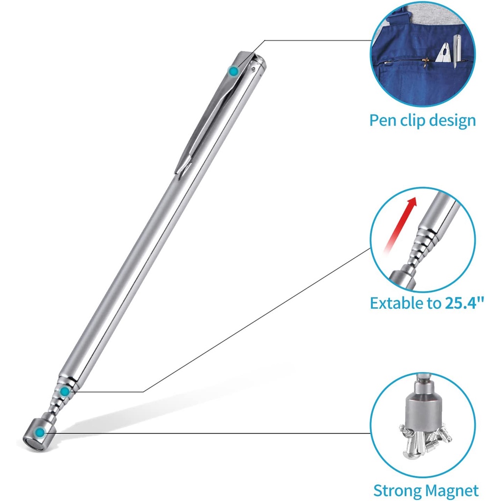 Telescoping Magnet Pickup Alat 65cm Extendable Magnet Stick Rod Portable Magnet Extension Grabbers Hari Ayah Berguna Hadir Untuk Pria Rumah Mobil Gadget Mesin