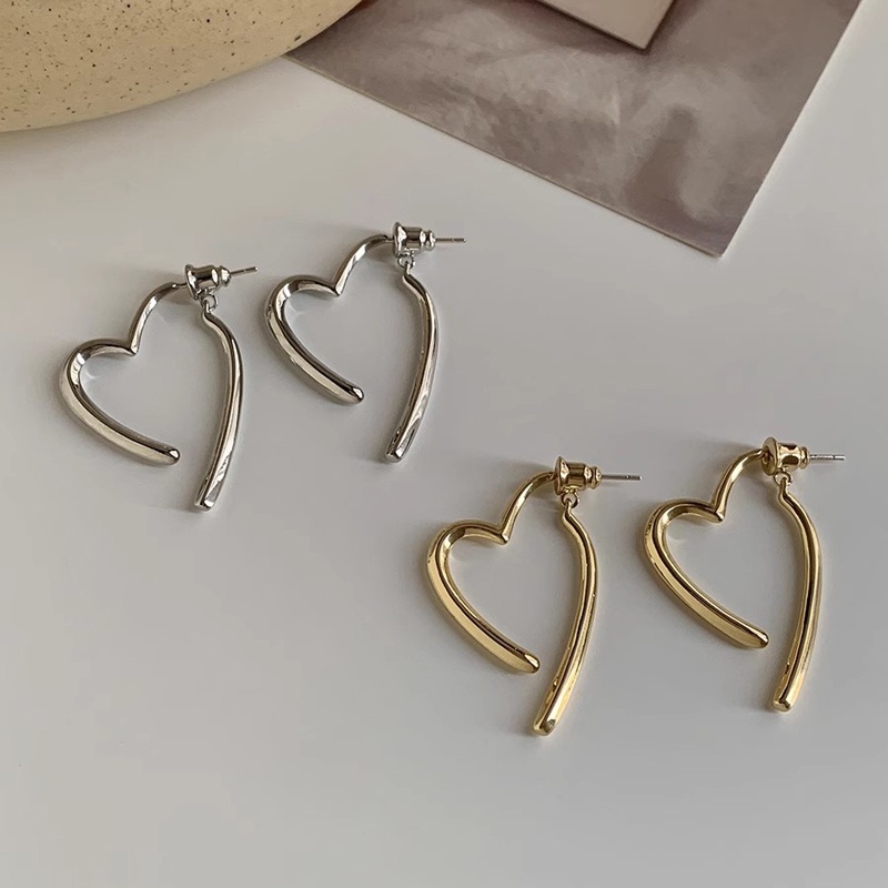 Roselife Korea Berlebihan Besar Menjuntai Jantung Hoop Anting Untuk Wanita Gadis Chic Besar Geometris Anting Hypoallergenic Telinga Perhiasan