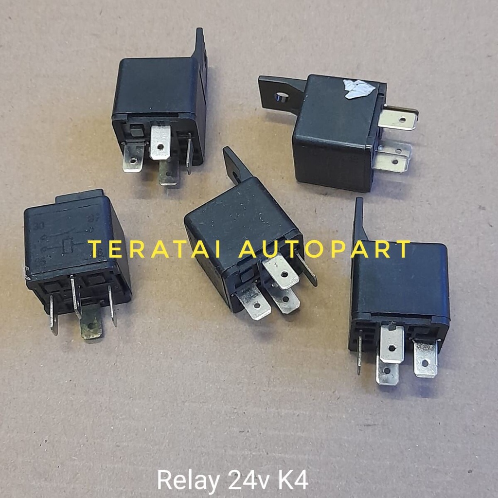 Relay 24V Kaki 4 Relay Klakson Lampu 24 Volt Original 20 Ampere Universal