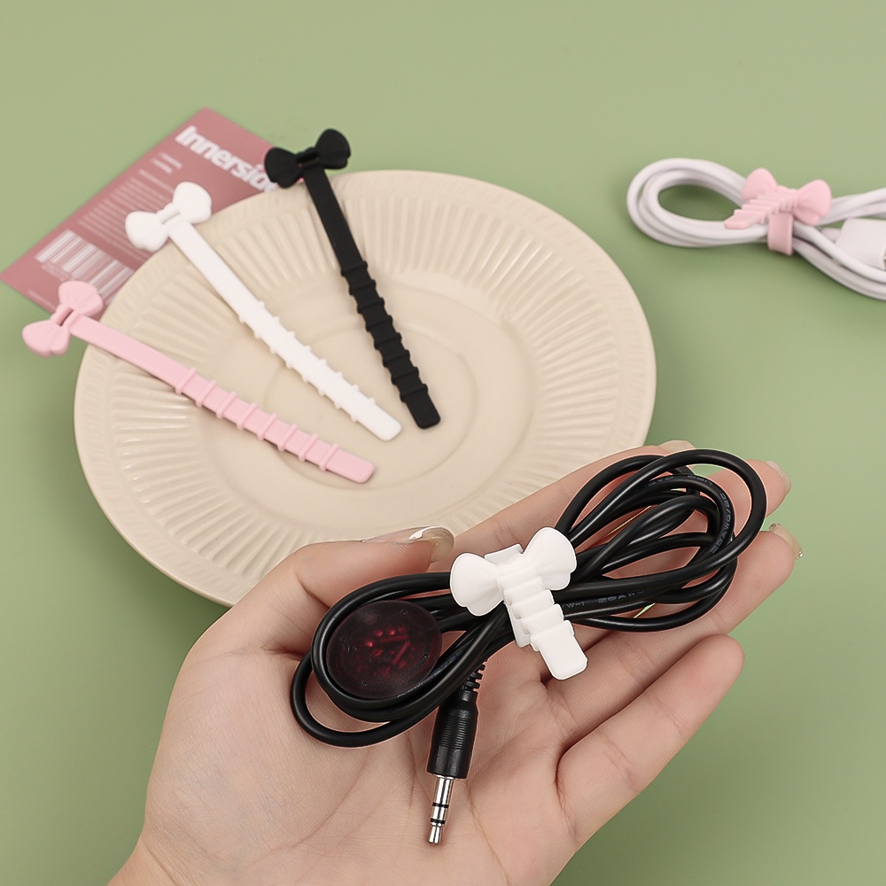 [Harga Grosir] Ikatan Simpul Silikon Kabel Winder Earphone Data Line Storaging Holder Anti Lilitan Cable Ties Snap On Type Wire Fixed Tie Indah Wire Cord Organizer