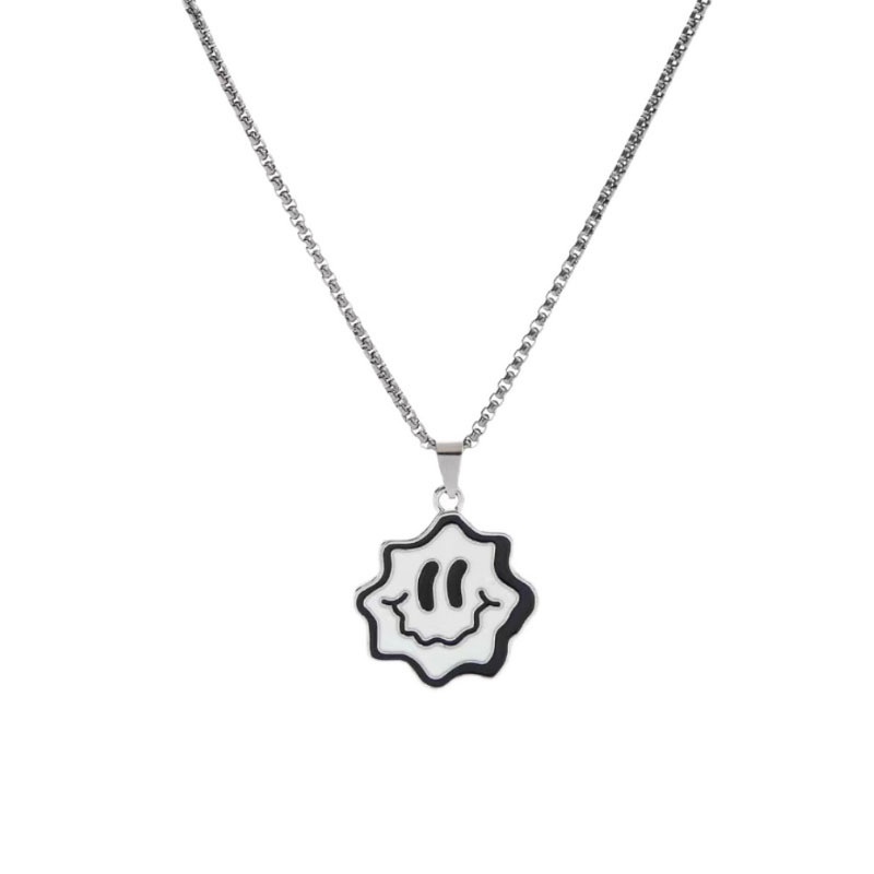 Ot Smiley Pria Kalung Berputar Smiley Pria Mutiara Smiley Hip Hop Necklace