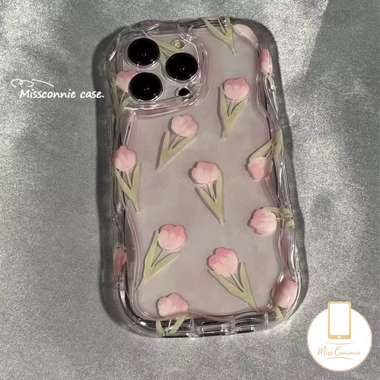 Bunga Segar Tulip Case Untuk Redmi 9A 9T 9 10A 10C A1 10 A2 9C NFC Redmi Note12 11 9 10s 8 11s 10 Pro Max POCO M3 3D Wavy Curved Edge Soft Floral Case Dengan Bracket Bunga