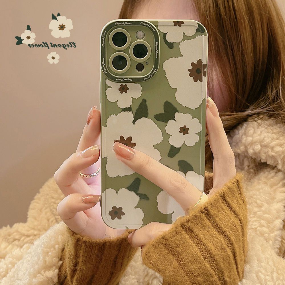 IPHONE Casing Ponsel Desain Rock Green White Rose Kompatibel Dengan Iphone12 13 14 11 Pro Max X Xs Max Xr Gtrf