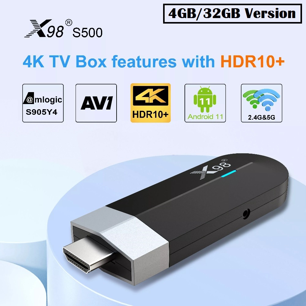 AKN88 - X98 S500 - Android OS Smart TV Stick 4K UHD - RAM 4GB ROM 32GB