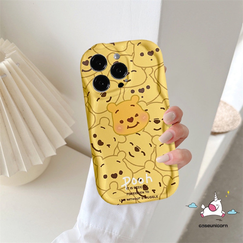 Untuk Oppo A12 A16 A17k A57 A17 A7 A54s A5s A95 A55 A15 A54 A3s A1k A5 A74 A16K A31 A16E A16s A9 A96 A53 A76 A92 A77 A52 A77s Lembut 3D Wavy Curved Edge Cute Frog Winnie The Pooh Sarung