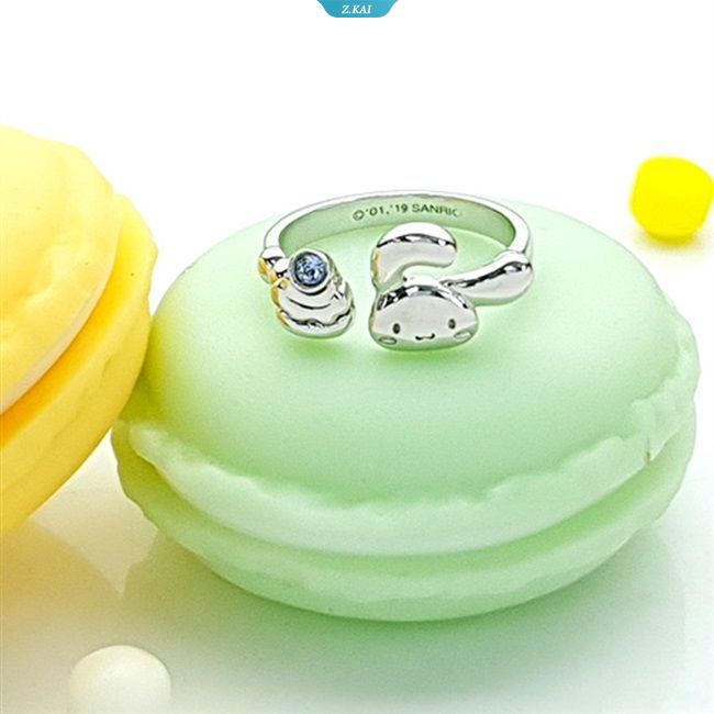 Kawaii Lucu Sanrio Cinnamoroll Dessert Ring Sterling Silver Electroplate Fashion Kepribadian Gadis Hadiah Natal Untuk Pacar [ZK]