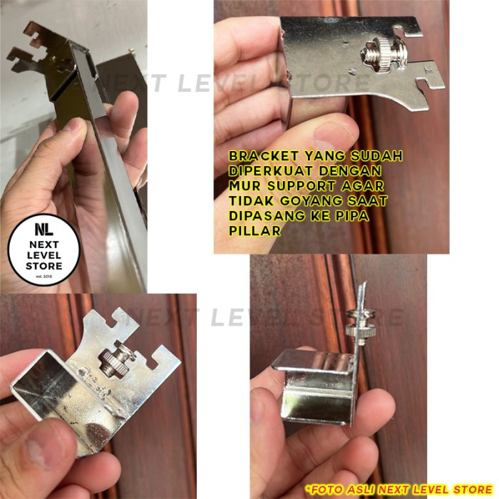 Bracket Holder Hook Pipa Kotak Pillar Pilar AA Square Single Hook Pipe Cantolan