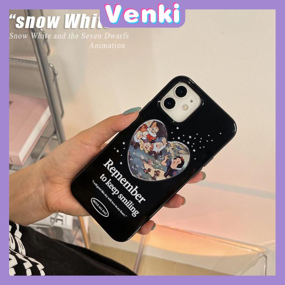 VENKI - Untuk iPhone 11 iPhone Case Hitam Glossy TPU Soft Case Shockproof Pelindung Kamera Karakter Kartun Lucu Kompatibel dengan iPhone 14 13 Pro max 12 Pro Max xr xs max 7 8Plus