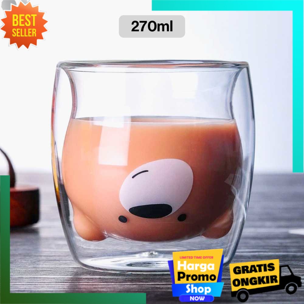 Gelas Mug Animal Double Wall Glass - C8784