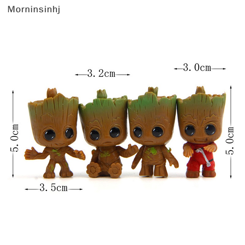 Mornin 4pcs /set Mainan Figure Tree Man Groot Lucu Kreatif Super Hero Groot Gantungan Kunci id