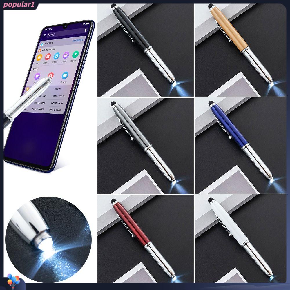 Populer 3PCS Pulpen Multi Fungsi Alat Konstruksi Bahan Metal Dengan Lampu LED Bolpoin Bolpoin