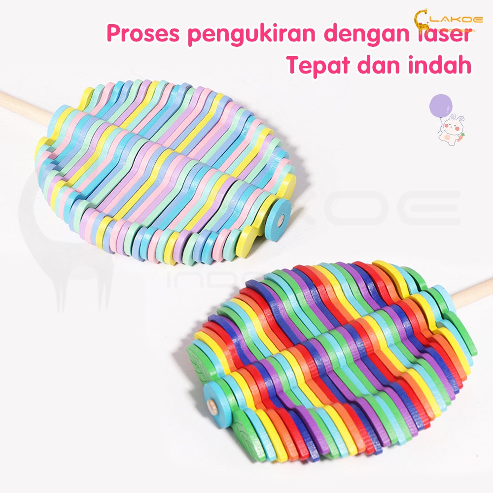 LAKOE Kayu Spiral Lolipop/Mainan lollipop berputar kayu/Mainan Seni Dekorasi Hadiah Anak