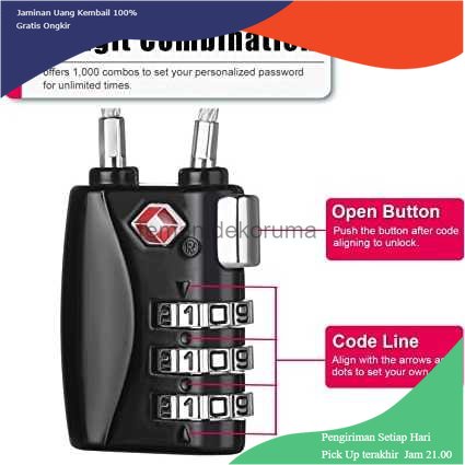 TD - DPR CoolCell Gembok Koper Angka 3 Digit Suitcase Password TSA Lock - TSA-719