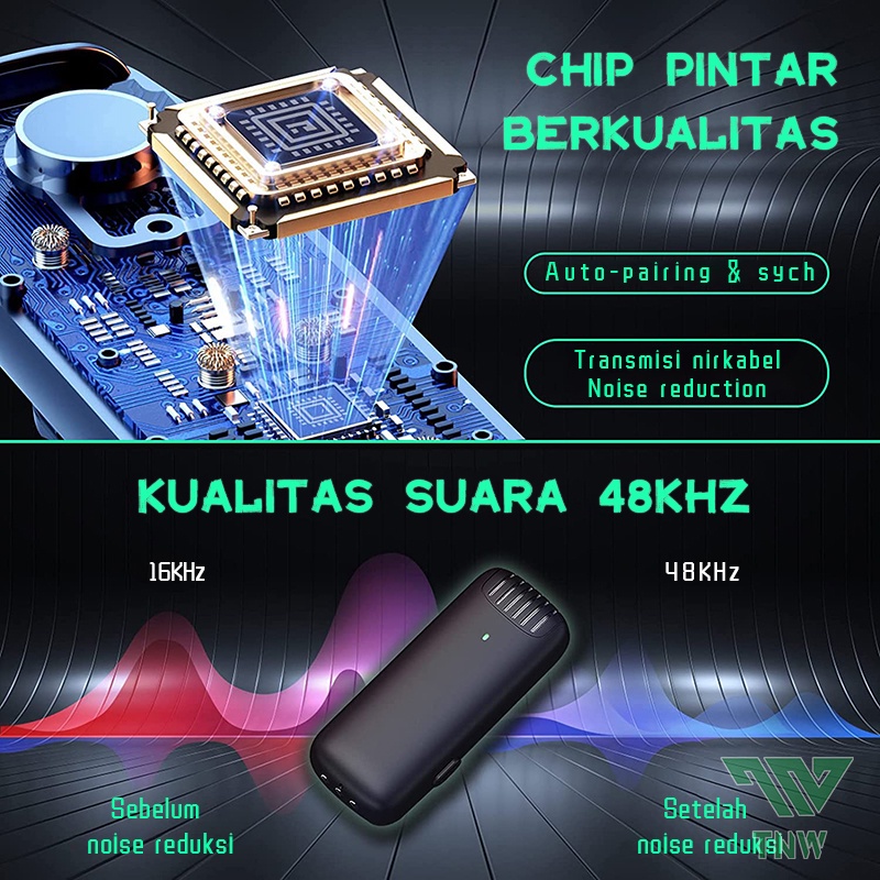 TNW-X8 Mikrofon Nirkabel Lavalier dengan Kotak Pengisi Daya Wireless Microphone Mikrofon Lapel Mini 