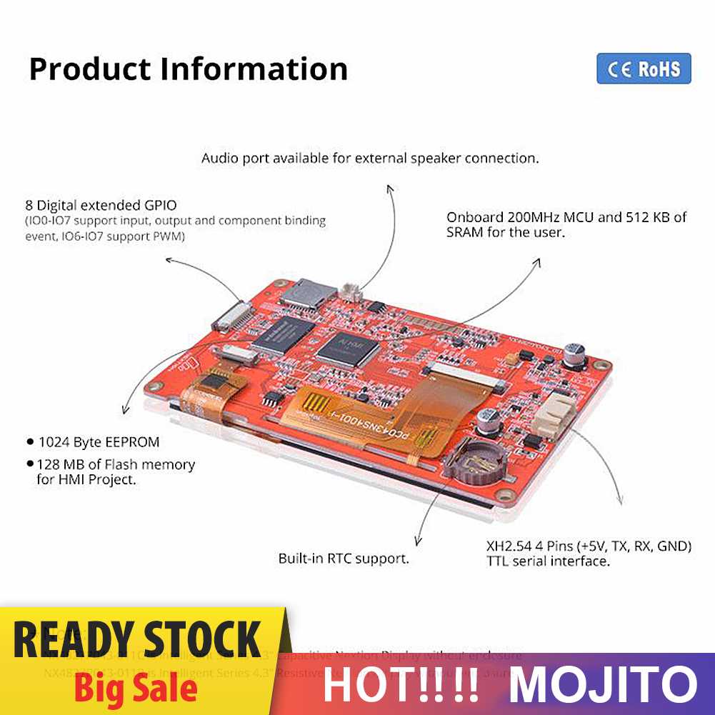Lcd-tft HMI Display 4.3 Inci480 * 272modul Layar Sentuh Untuk Komponen Listrik
