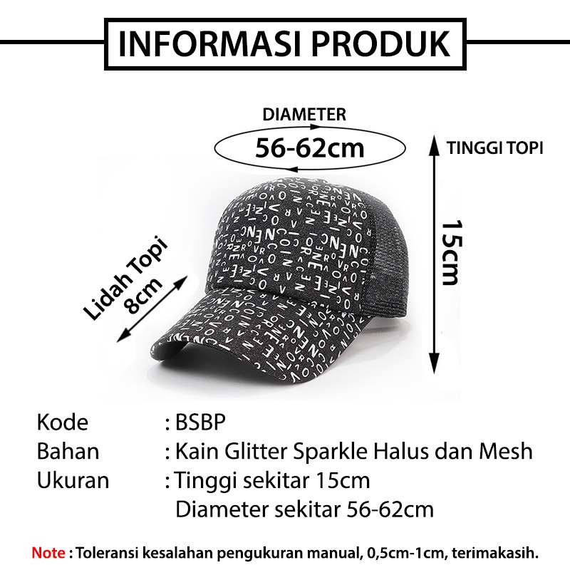 Topi Baseball Pria Wanita Motif Huruf Acak Aesthetic Fashion Trucker Hat Keren Gaya Casual Korea BSBP