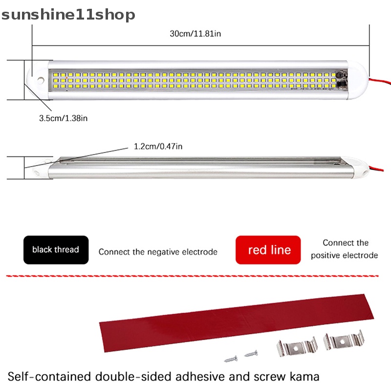 Sho 12-85V 120LED Lampu Interior Mobil Strip Bar Lamp Van Bus Caravan Saklar On/Off N