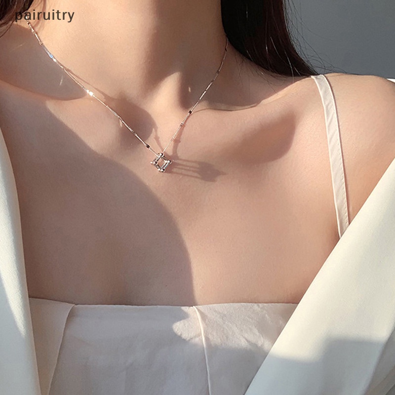 Prt Fashion Kalung Rantai Klavikula Warna Silver Hip Hop Kalung Liontin Geometris Sederhana Untuk Hadiah Pesta Wanita PRT