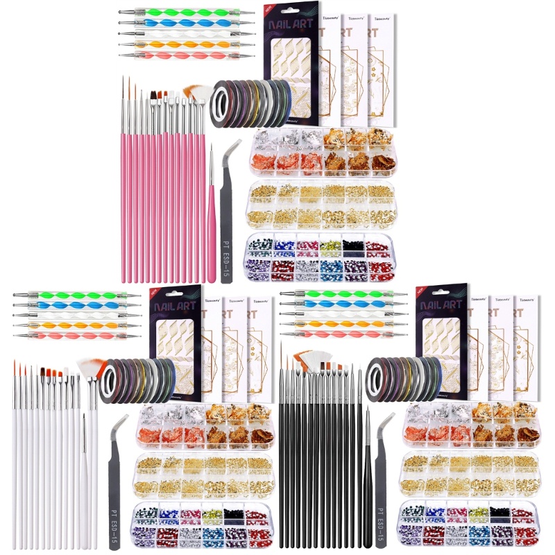 Siy Kuas Nail Art Kit 3D Nail Art Dekorasi Kit Dengan Nail Dotting Tools Nail Art Rhinestones Nail Art Striping Tape