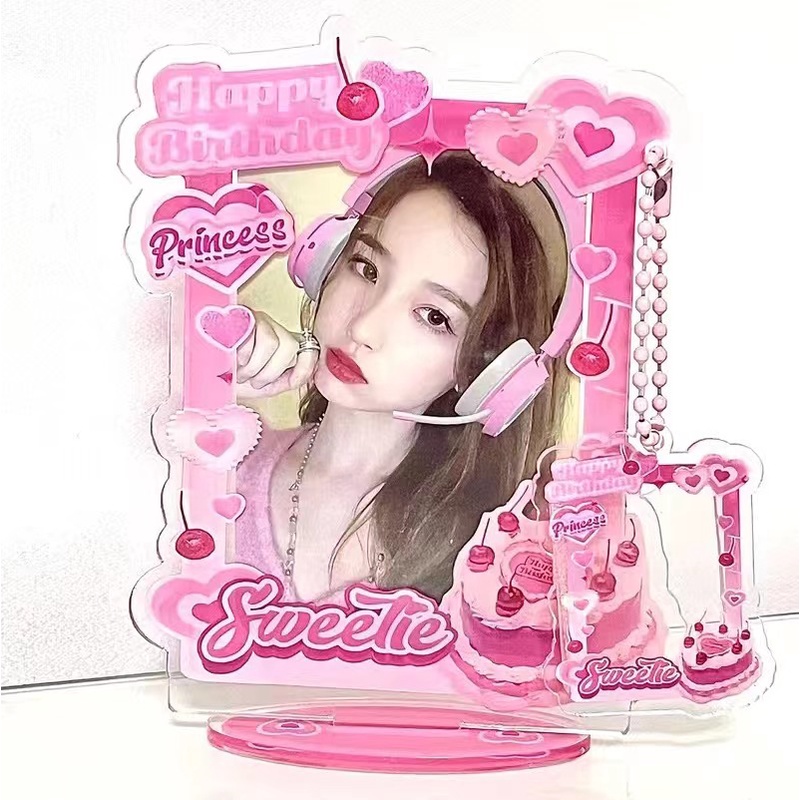 3inch Sweet Cake Acrylic Card Holder Bingkai Pajangan Foto Kpop Idol Photocard Pelindung Case Dekorasi Desktop Card Pendant