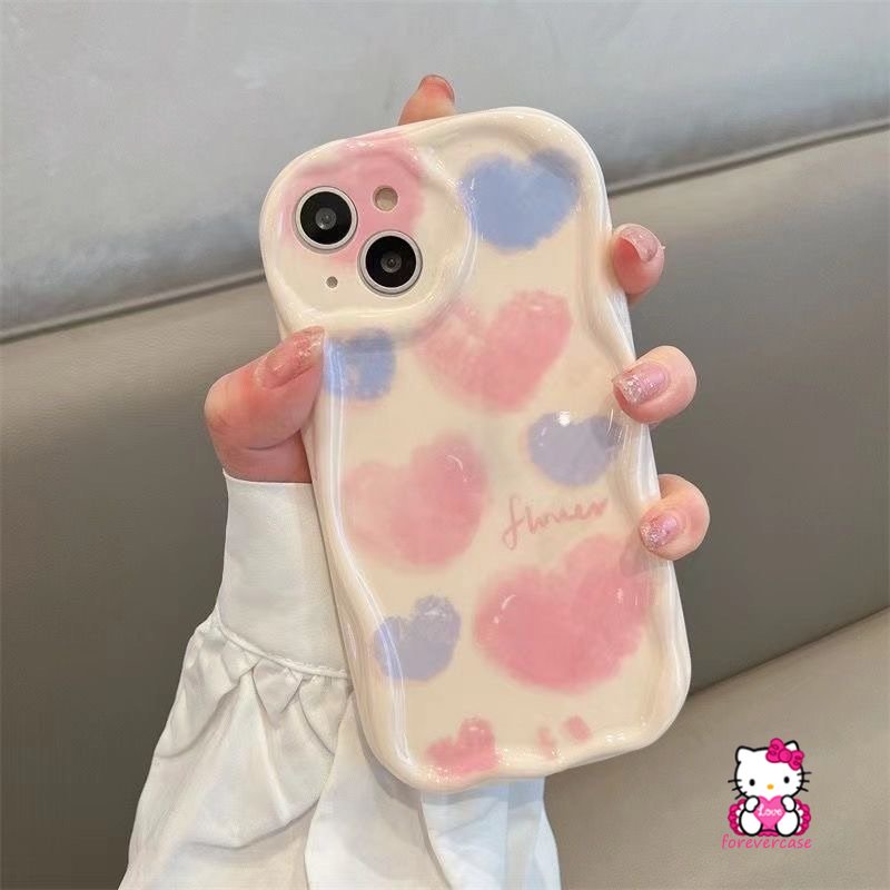 Casing Bunga Cinta Hati Cat Air Warna Pink Untuk Redmi Note11 10Pro 10 Pro Max 10s 11s Redmi A1 10A 9C 9C NFC A2 9T 10C 10 9A 9 POCO M3 3D Tepi Melengkung Bergelombang Shockproof Soft Glossy Case