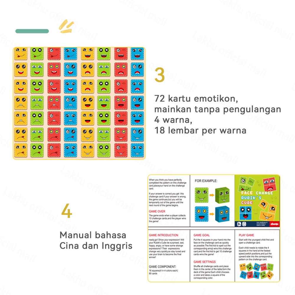 Lakhu Mainan Anak Rubik Face Changing Rubiks Cube Puzzle Mainan Edukasi Anak Mainan Kubus Magic Cube